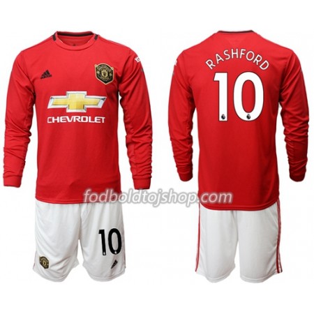 Manchester United Rashford 10 Børn Hjemme Fodboldsæt 2019-20 L/S (+ Korte bukser)